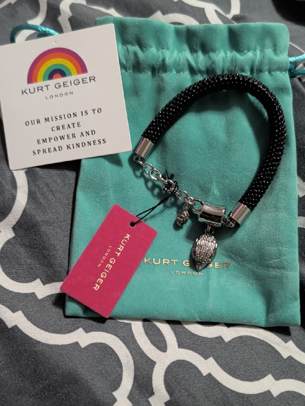 NWT Kurt Geiger Silver And Black Bracelet